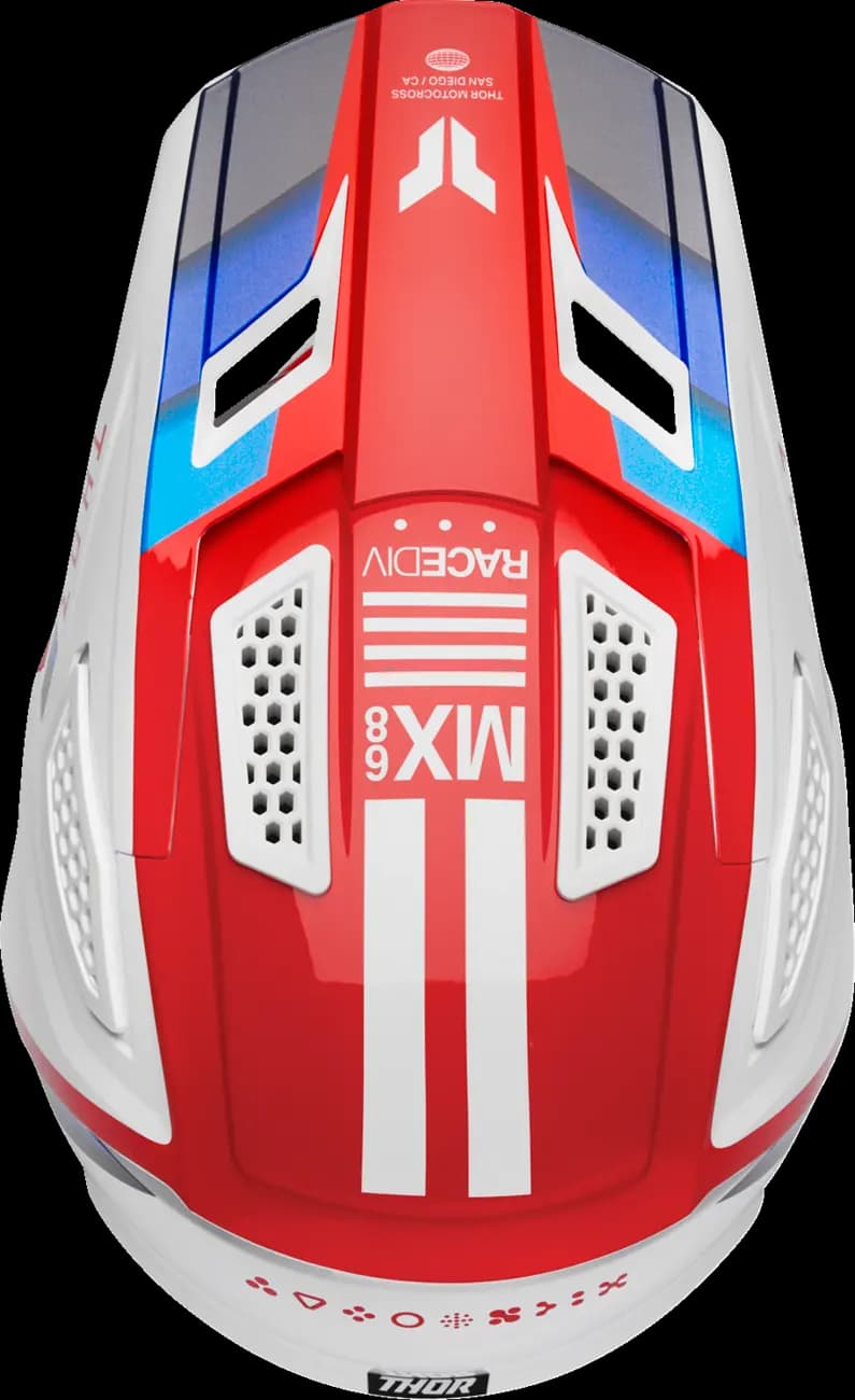Casco THOR Fleet Defy Blanco Rojo Azul