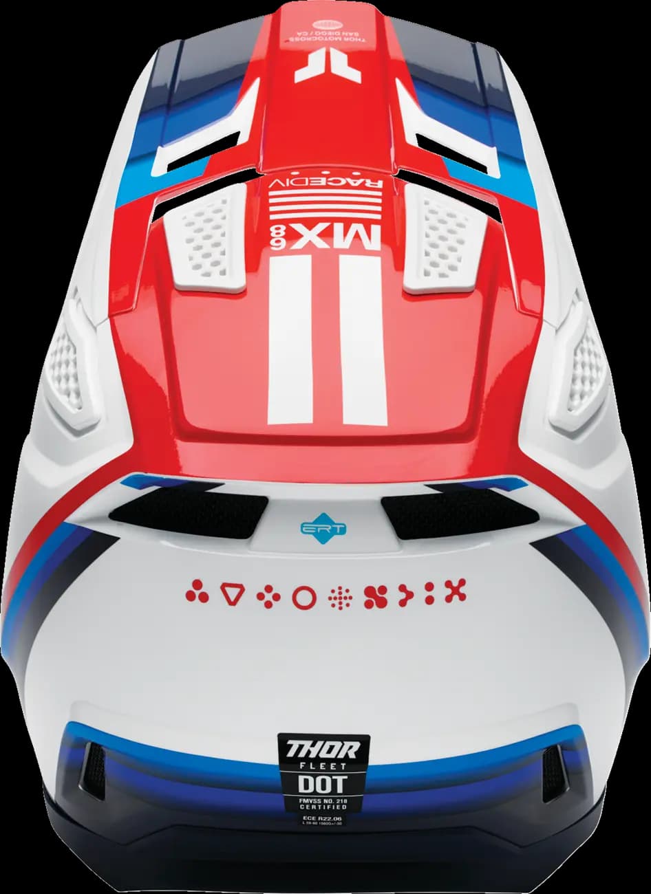Casco THOR Fleet Defy Blanco Rojo Azul