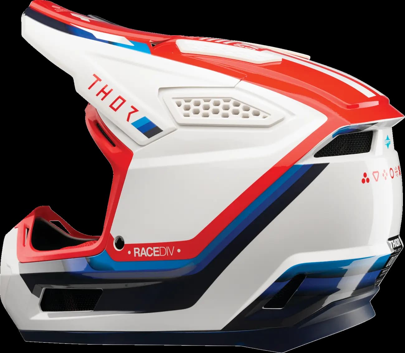 Casco THOR Fleet Defy Blanco Rojo Azul